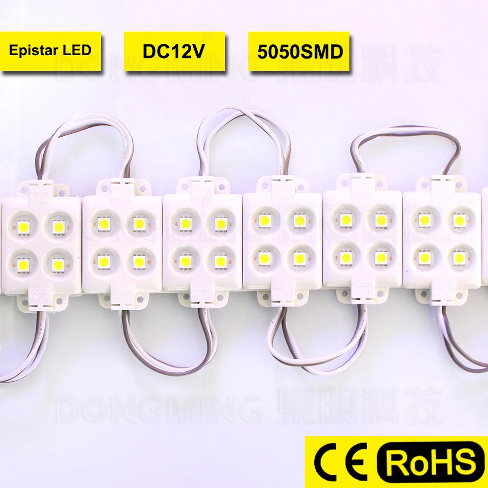 20 шт. водонепроницаемый IP65 SMD 5050 Светодиодный модуль 12 В 4 светодиода высокой