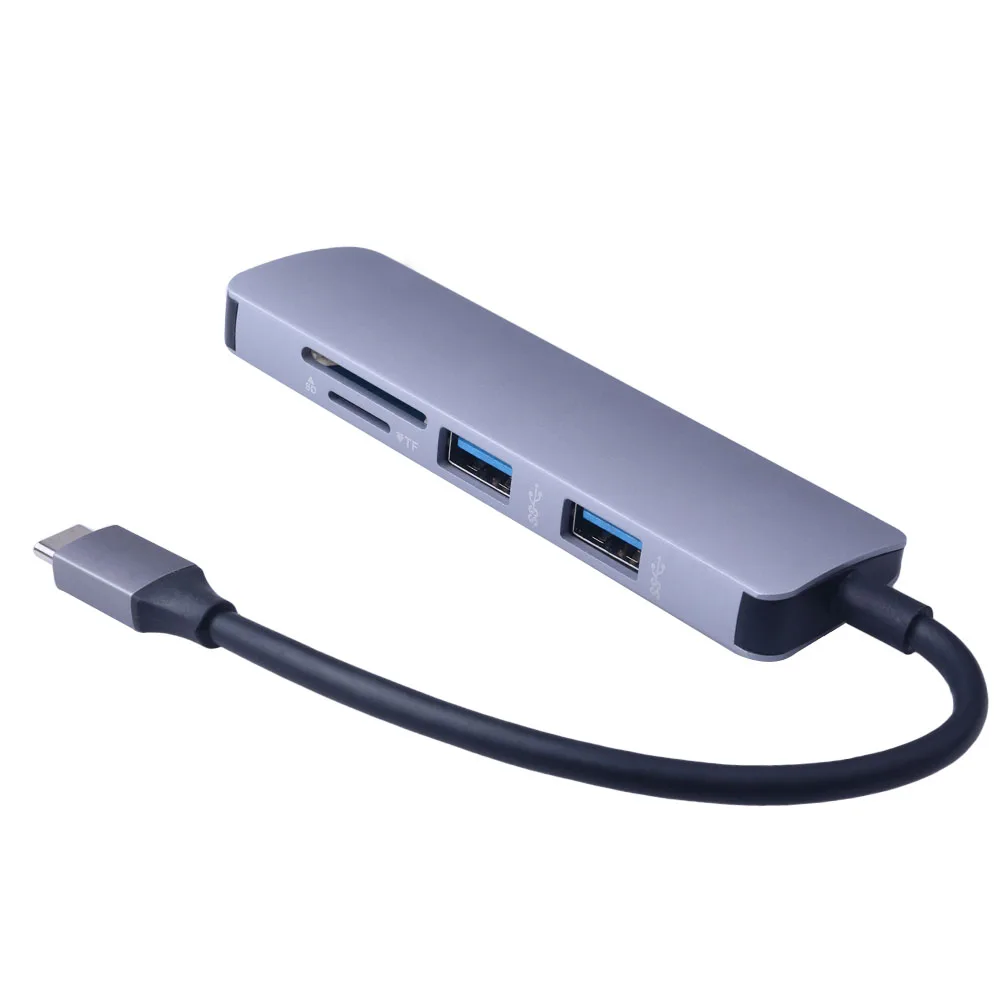 2019 USB + Type C 5в1 концентратор многофункциональный адаптер 3 0 SD/TF кардридер для Macbook PC