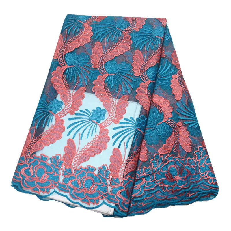 

NEW african lace fabric for wedding african french lace tulle net lace fabrics embroidery with stones for dress 5yards
