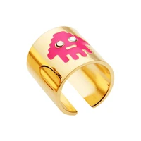 jz15383 p55 amorita boutique fashion pink face robot gold color openings rings