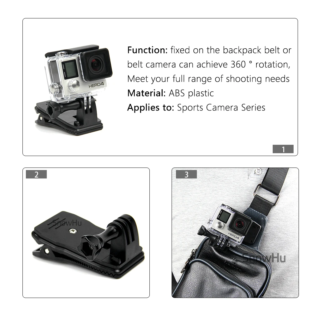 Аксессуары snowhu для GoPro Крепление для спортивной экшн-камеры go pro hero 8 7 6 5 4 3 черный для xiaomi yi 4K Экшн-камера аксессуары чехол GS52