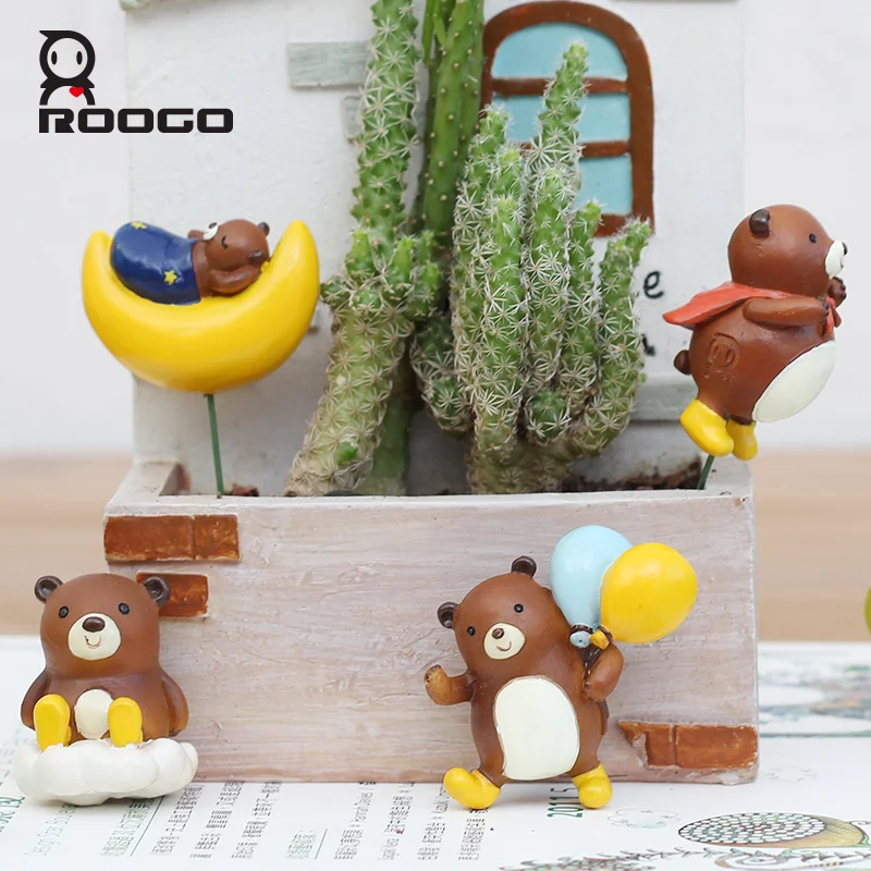 ROOGO 4 товаров мультфильм медведь цветок сосуд Друзья Девушки подарок микро пейзаж