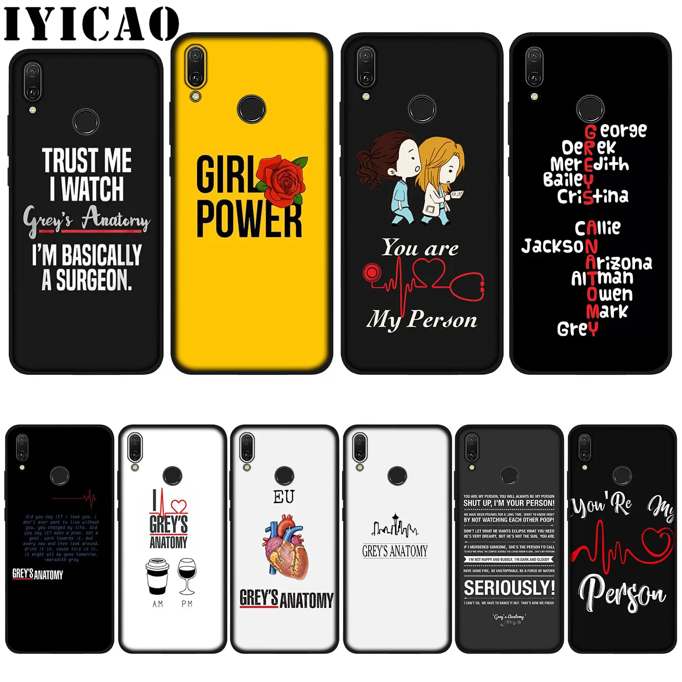 Лидер продаж мягкий чехол IYICAO по анатомии greys для Huawei P20 Pro P10 P8 P9 P30 Lite Mini 2017 P Smart 2019