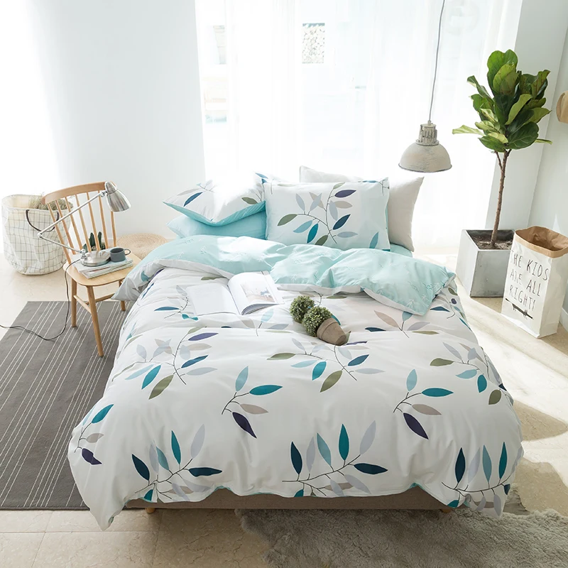 4-Pieces Cartoon style Bedding Set Twin Queen King Size Bed plaid prints Duvet Cover Sheet Pillow Case | Дом и сад