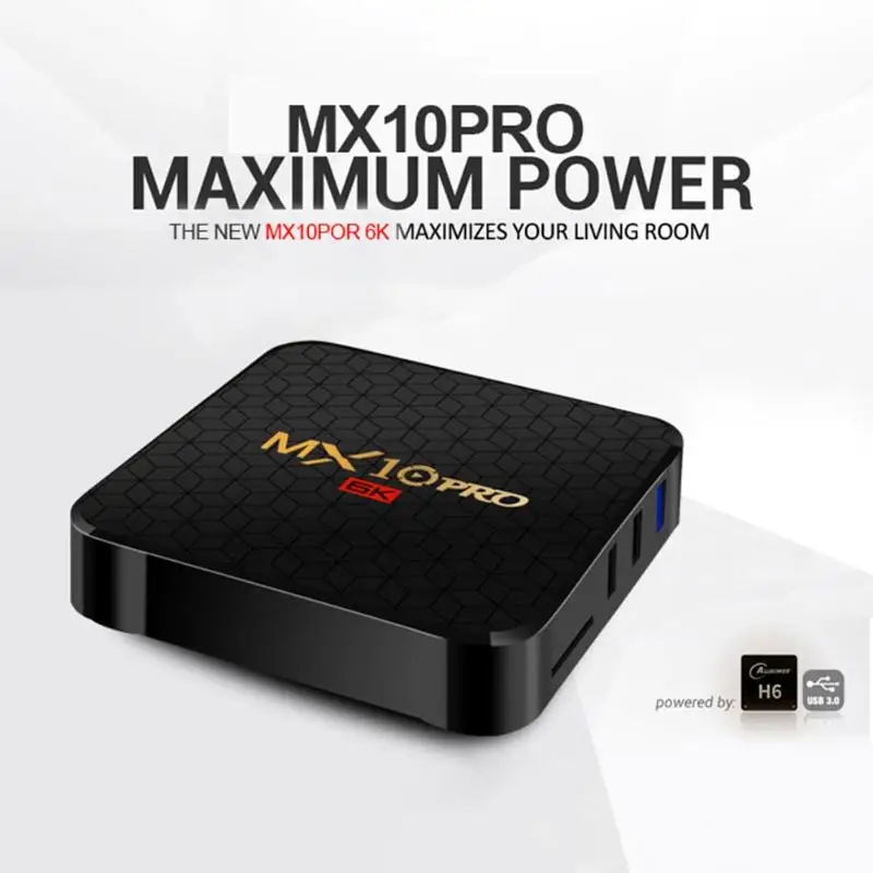 ТВ приставка MX10 Pro 4 Гб + 64 Гб/32 ГБ США/ЕС Android 9 0 четырехъядерный Allwinner H6 битный ARM