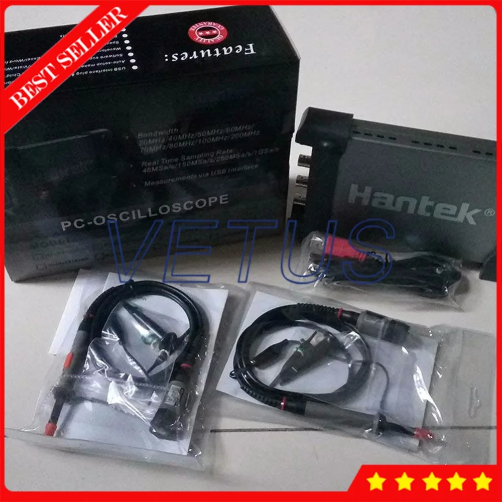 Hantek6254BD ПК портативный 4-канальный осциллограф с 250 МГц 64K USB Скоп произвольный