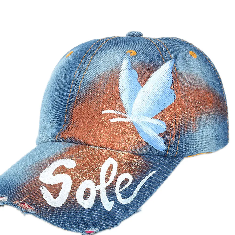 Женская и мужская бейсбольная кепка со стразами в стиле хип хоп с бабочкой