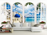 custom wall murals arch of the mediterranean landscape wallpapers for living room bedroom stereoscope wall wallpaper 3d