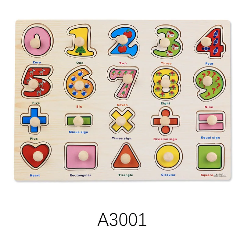 A3001 30 см деревянные игрушки пазл ручной захват доска Tangram для маленьких детей раннего образования монтессори игрушка алфавит, цифры - Цвет: A3001