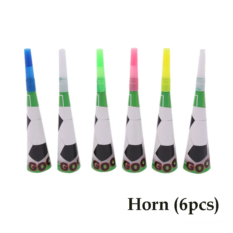 horn 6pcs Футбольные тематические праздничные товары для дня рождения, набор посуды, чашки, скатерть и флаги, соломинка, Детские вечерние украшения для мальчиков - Цвет: horn 6pcs
