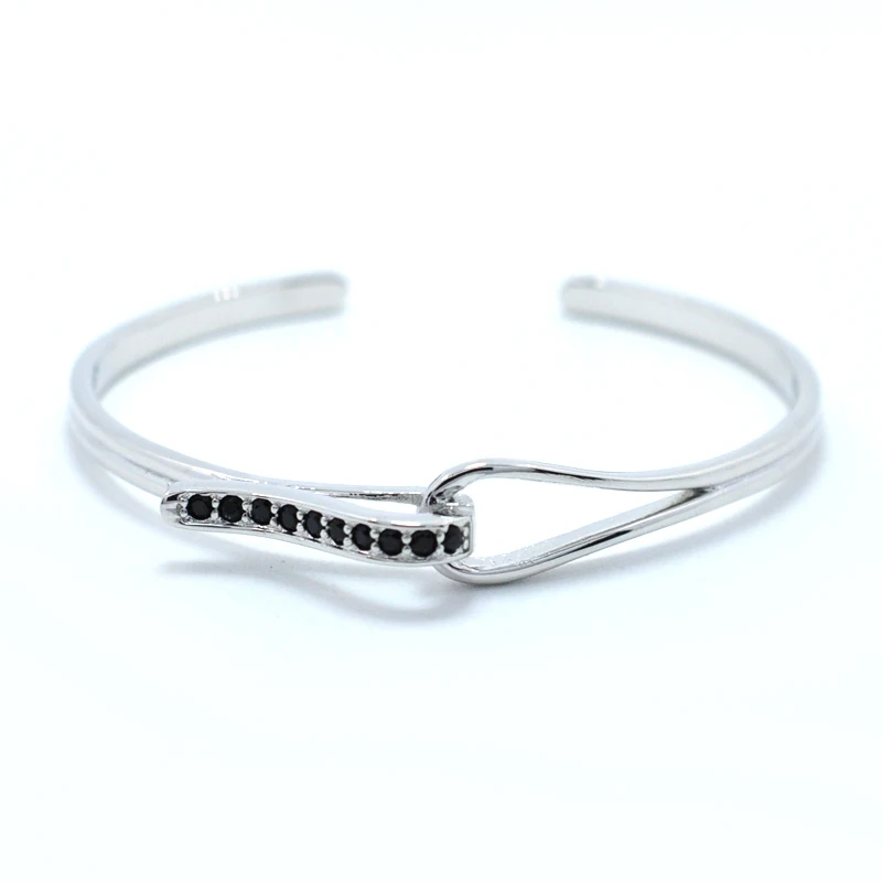 silver black style2 FYSARA панк черный Открытый твист шип провода манжеты браслеты для женщин мужчин Pulsera для пары ювелирные изделия 16-20 см регулируемый размер - Окраска металла: silver black style2
