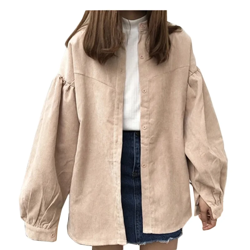 Женская куртка 2018 Осенняя новая Вельветовая женская со стоячим воротником с