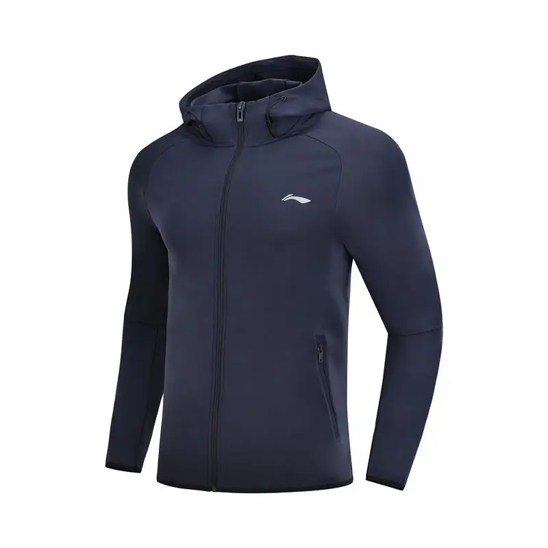 Li-Ning мужской тренировочный свитер из 91% полиэстера и 9% спандекса, удобная спортивная верхняя одежда с подкладкой AWDN345 CJAS18 - Цвет: Синий