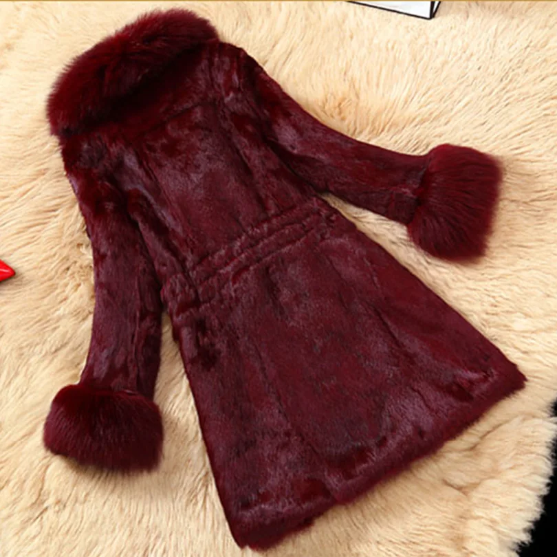 Женская куртка из искусственного меха красное пальто кроличьего больших