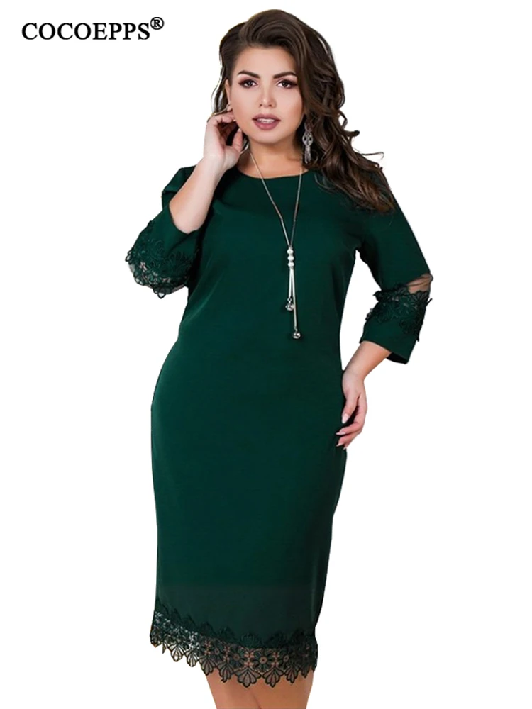 COCOEPPS, женское платье, летнее, размера плюс, кружево, 5XL, 6XL,, повседневное, большой размер, сетка, офисное, Дамское, элегантное, вечерние, лоскутное, платье - Цвет: lv