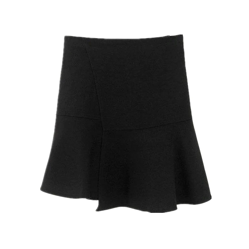 Классическая черная мини-юбка с завышенной талией короткая трапециевидная юбка