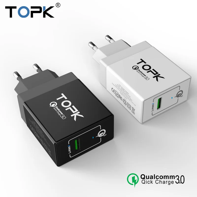 TOPK Зарядное Устройство USB Qualcomm Быстрая Зарядка 3.0 18 Вт 3А (Макс.) портативный