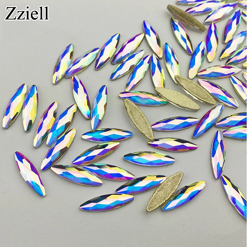 Zziell 10 шт Кристальные блестящие 3D Стразы для дизайна ногтей AB Красочные конские