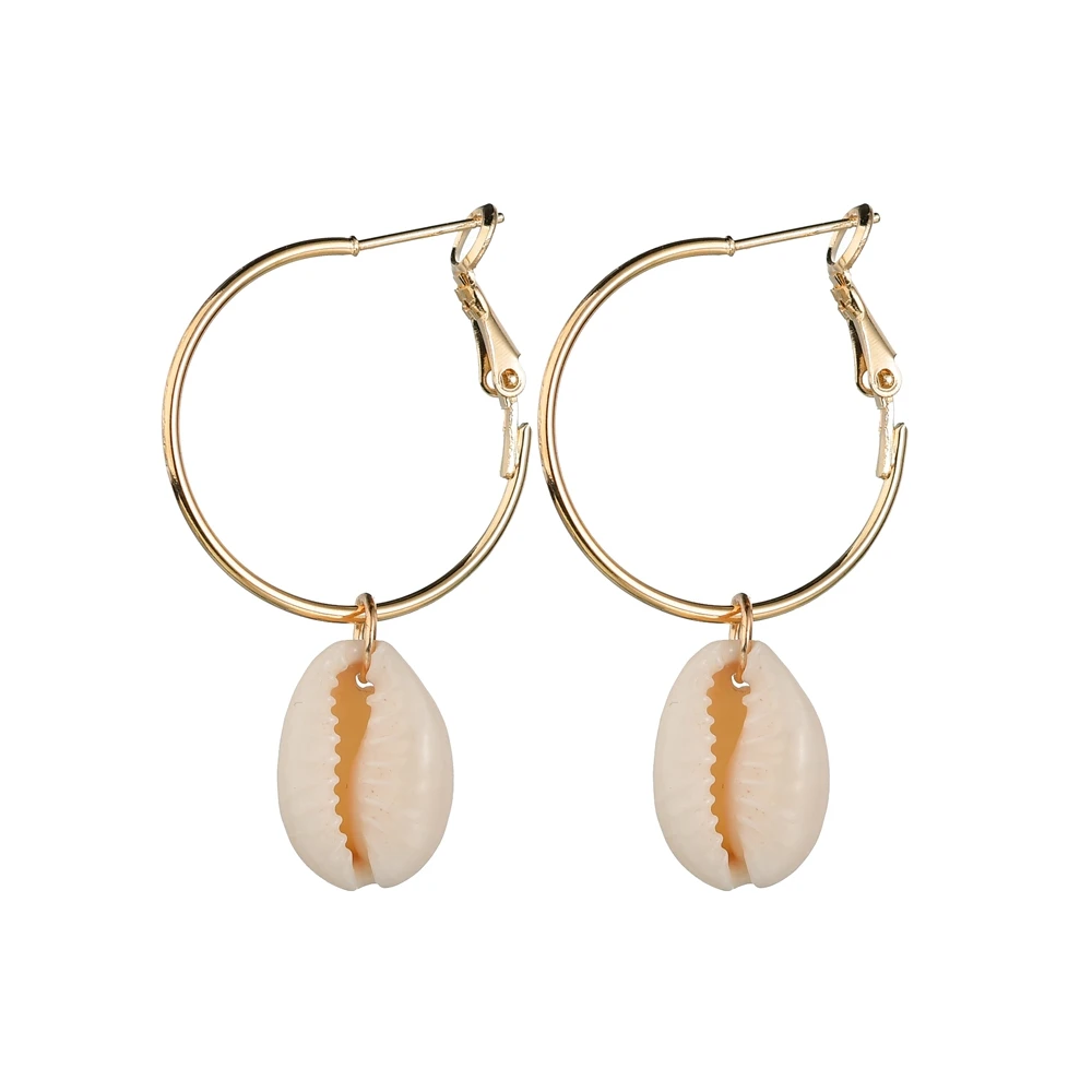 MissCyCy Bohemian Natural Sea Shell Earrings For Women Fashion Geometric Big Circle Earrings Female Hoop Earrings