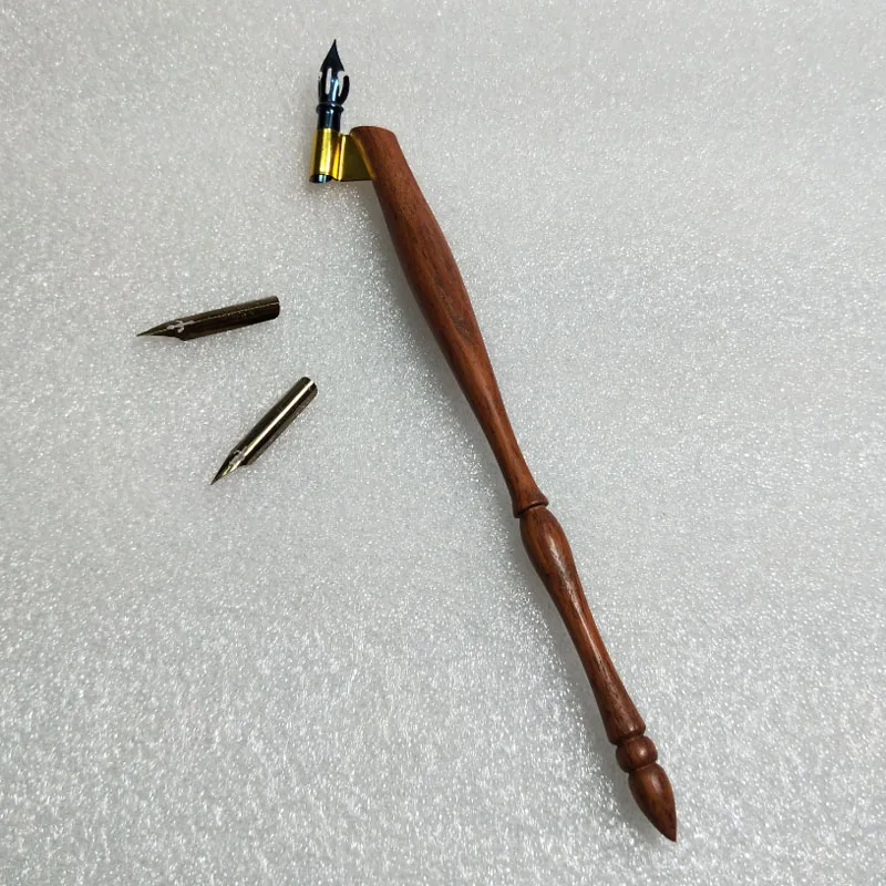 Палисандр косой ручка для каллиграфии с 1 ручкой держатель 3 Nibs перьевая ручка английский медный оттиск с письменами антикварный комплект перьев для письма