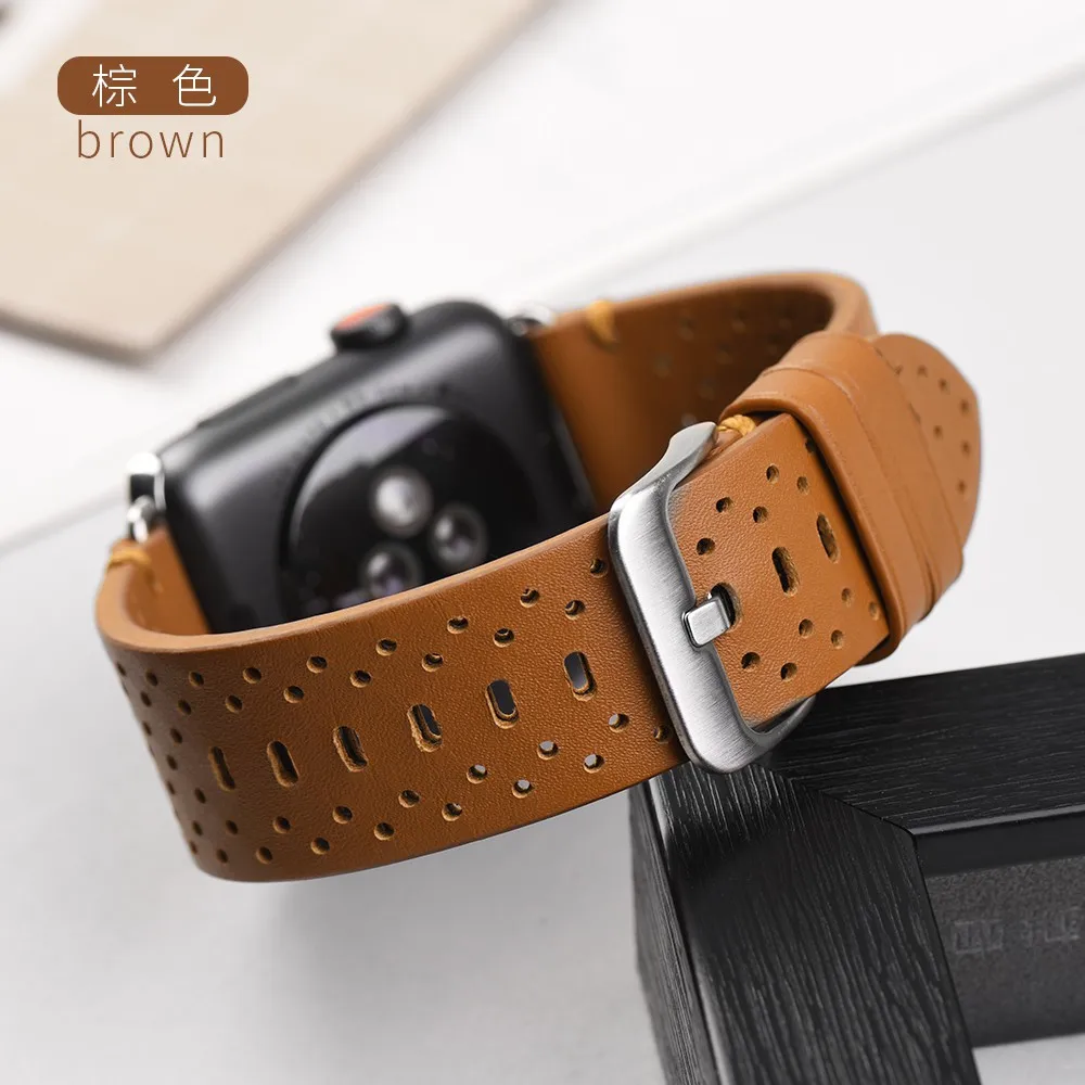 Новый HOCO коровьей ремешок для Apple Watch из натуральной кожи группа дышащий часы