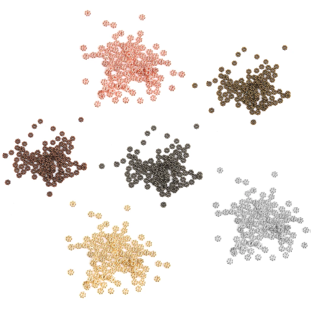 600 шт 4 мм сплав металла Маргаритка цветок разделитель бусины для ювелирных