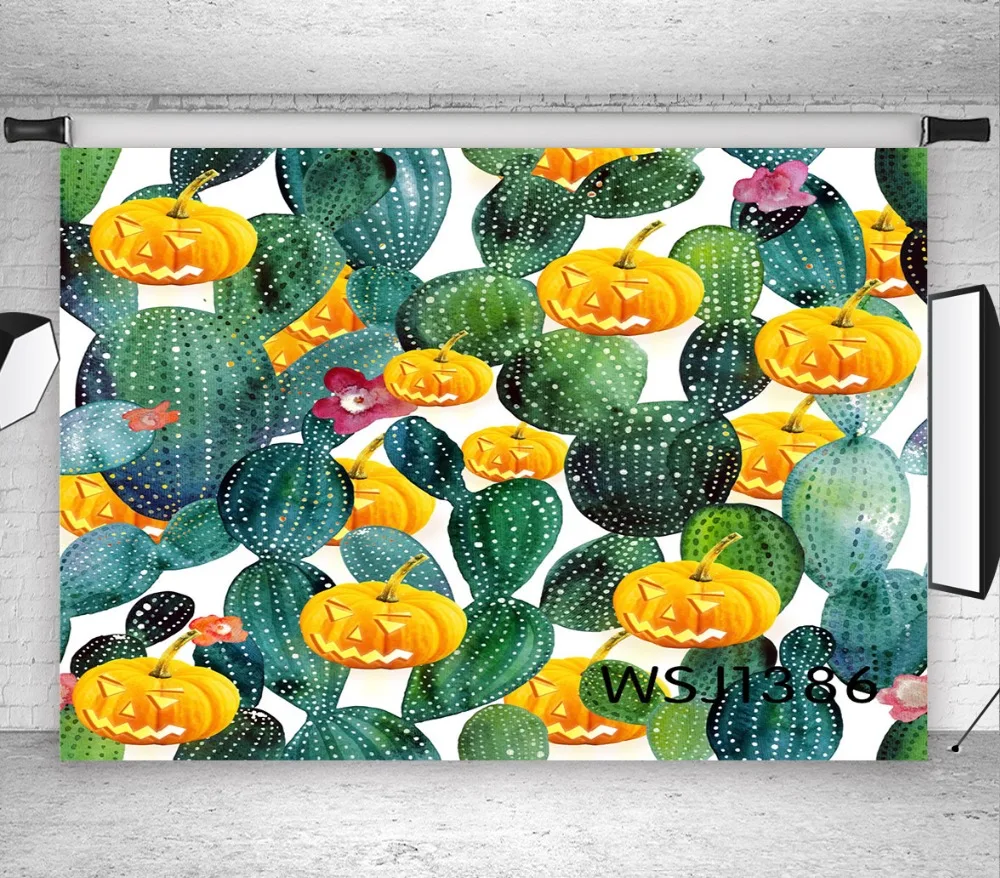 LB Хэллоуин тыква лампы кактус с цветами на заказ полиэстер и Винил фоны для