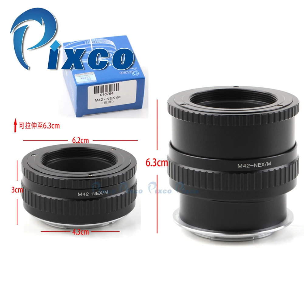 Pixco-anillo adaptador de lente helicoidal de tubo Macro de enfoque M42-NEX, adaptador para tornillo M42 a Sony NEX 5T 3N 6 5R F3 7 VG900 VG30 EA50