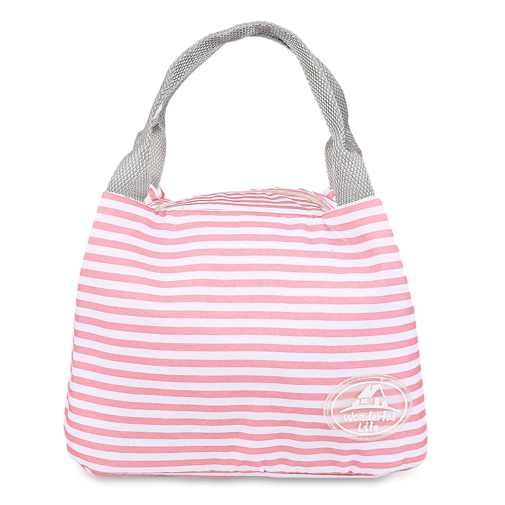 2017 New Waterproof stripe lunch bag High quality fabric tote for women kids Traving |