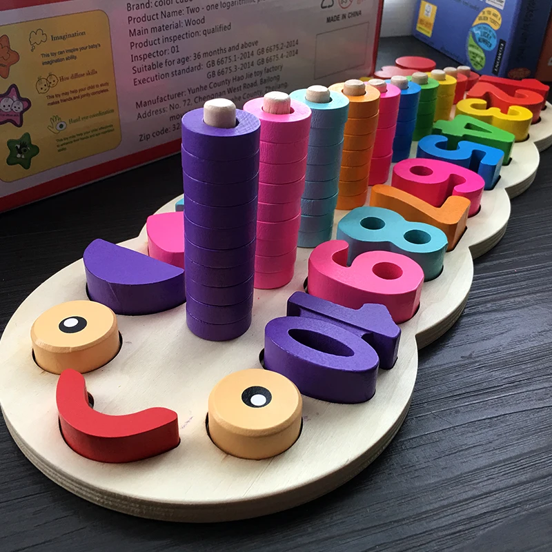 Children Wooden Montessori Learning To Count Numbers Matching Digital Shape Match Early Education Teaching Math Toys | Игрушки и хобби