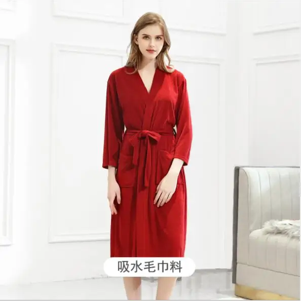

M-3XL plus size dressing gown Spring summer new sleep robe red/pink women's bathrobe nightwear robe sleepwear Fdfklak