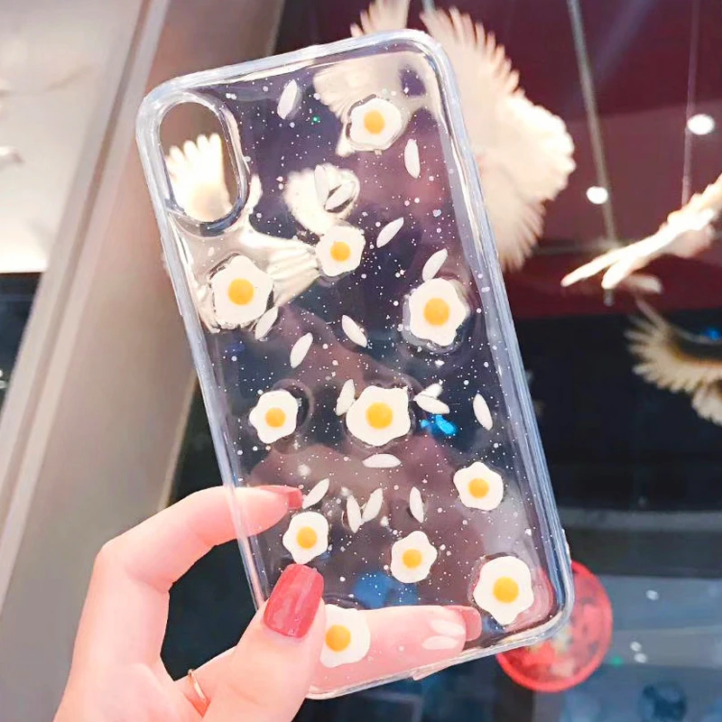 Простые эпоксидные блестки яйцо риса чехол для iphone X XR XS Max 8 7 6 6s Plus мягкие ТПУ