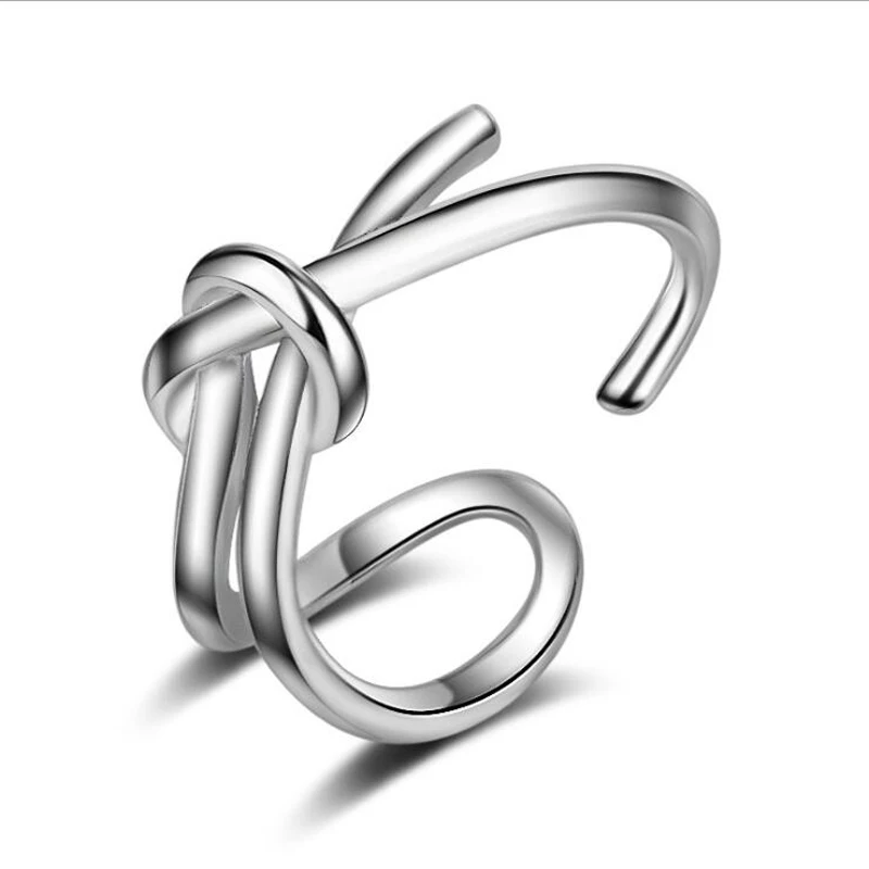 2019 Trendy Gold 925 Sterling Silver Rings For Women Personality Interwoven Rope Knot Ring Jewelry Female Holiday Party Gifts | Украшения и