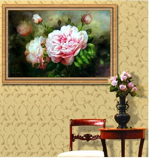 Фабричный магазин ткани с принтом Набор для вышивки крестиком пион цветок