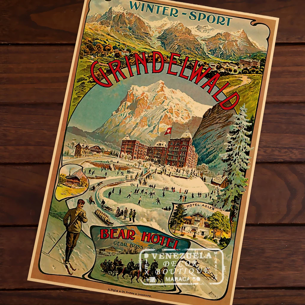 1893 Grindelwald дорожная реклама рамка для комнаты винтажная декоративная крафт бумага
