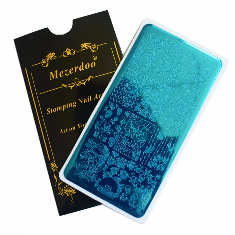 Прямоугольный штамповочный шаблон Mezerdoo Череп змея паутина цветы дизайн 3D