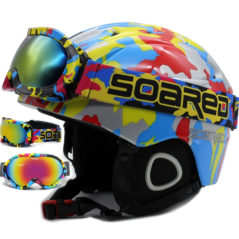 Брендовый лыжный шлем для мужчин/женщин/детей с очками зимний теплый сноуборда