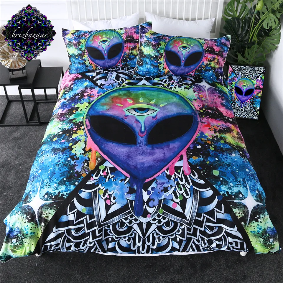 Комплект постельного белья Trippy Alien от Brizbazaar акварельный с пододеяльником Третий