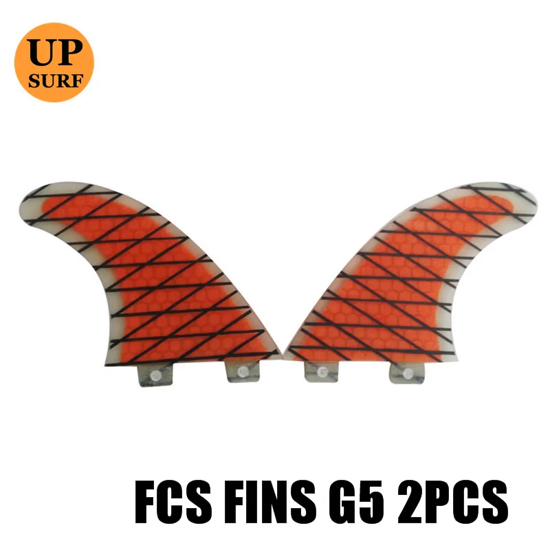 FCS G5 двойные плавники для серфинга оранжевые сотовые из углеродного волокна