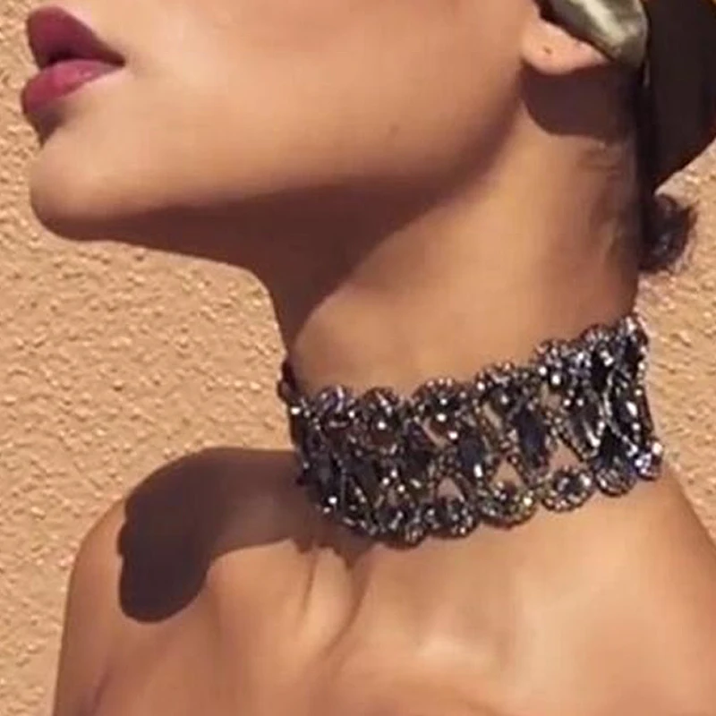 Полые Стразы массивное ожерелье новинка 2018 модное колье для женщин ювелирные