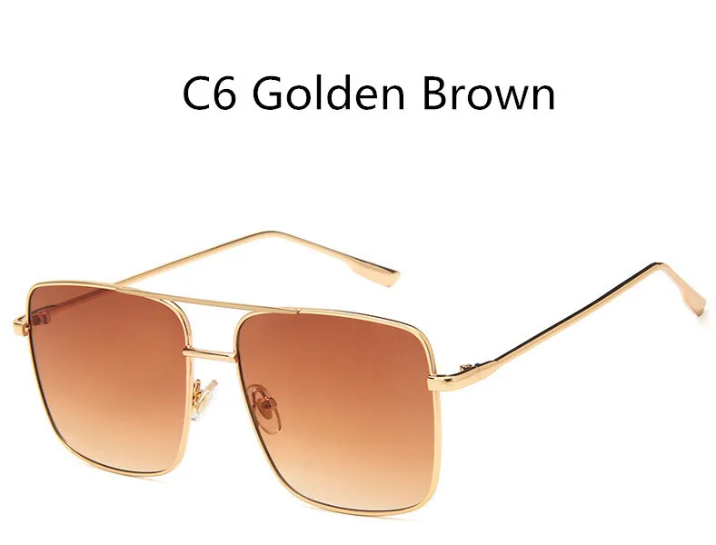 C6 Golden Brown Квадратные Солнцезащитные очки, оправа для женщин, Золотой Металл,, фирменный дизайн, плоский верх, большие очки, оптическая оправа, мужские солнцезащитные очки унисекс, UV400 - Цвет оправы: C6 Golden Brown