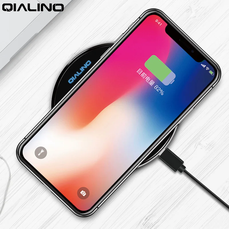 QIALINO Беспроводное зарядное устройство для iPhone 8/X/8 Plus Qi быстрая Беспроводная