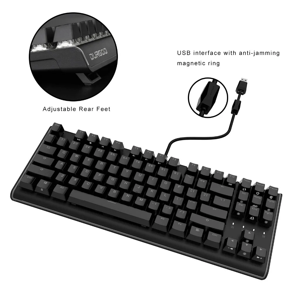 Игровая механическая клавиатура DURGOD 87 клавиш RGB со светодиодной подсветкой