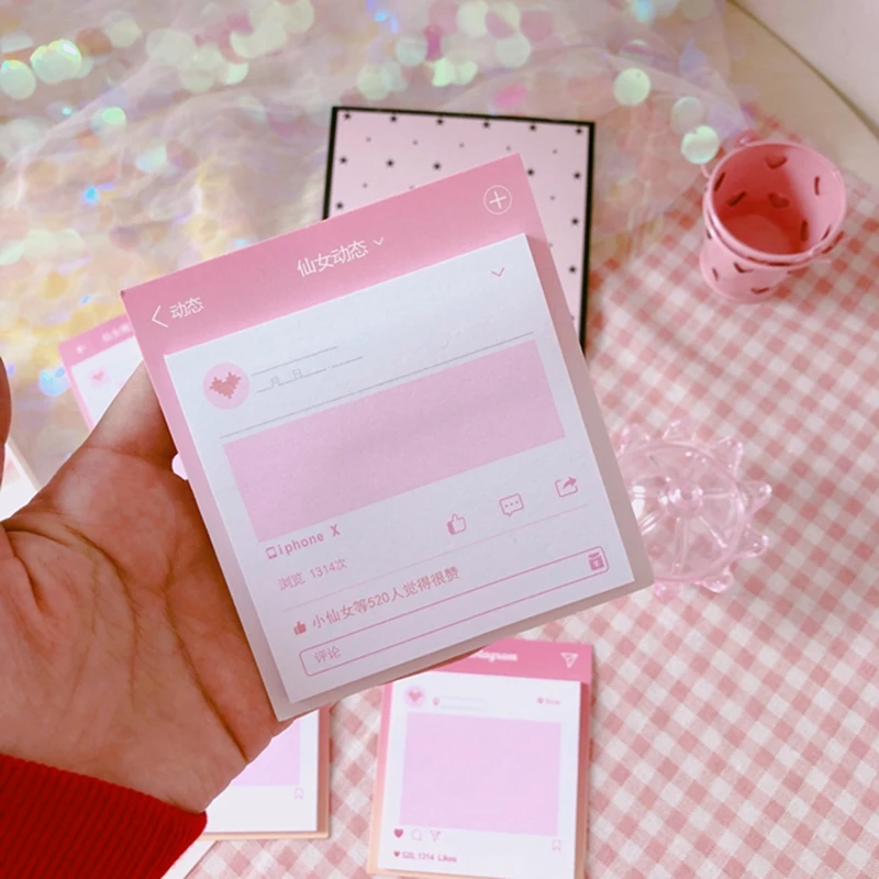 Kawaii розовый ins блокнот для заметок с липкими заметками милый подарок для девочки Блокнот Канцелярские Товары для офиса и школы