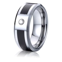 8mm black tungsten carbide rings for men and women couples wedding band finger comfort fit jewelry with cz stone