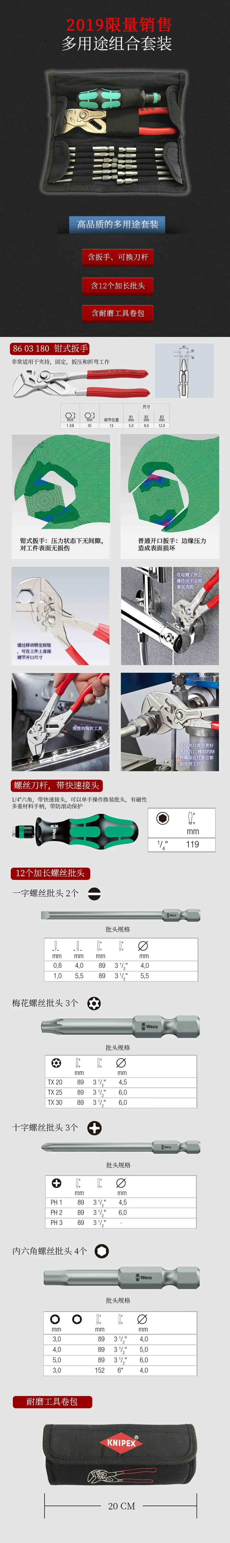 KNIPEX немецкий Кенни Паркер гаечный ключ Отвертка Набор многоцелевой набор инструментов для импорта