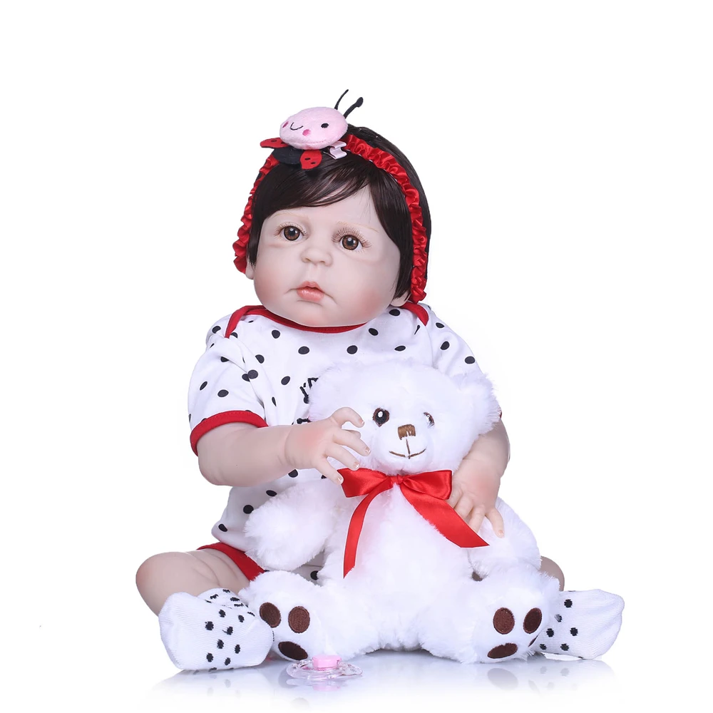 

23" Cameron awake girl real baby NPK dolls full silicone reborn baby doll for children gift newborn babies alive doll