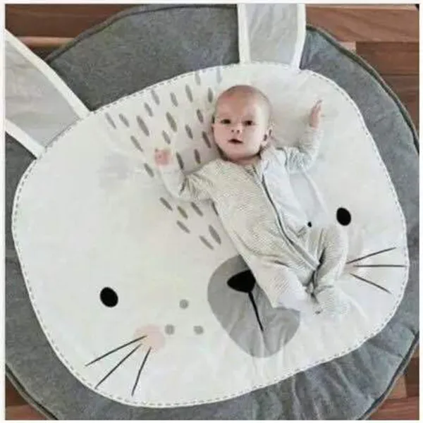 gray rabbit Baby Playmat Cartoon Circle Shape Rabbit Unicorn Pattern Baby Activity Gym Baby Gym Playmat Baby Room Rug Carpet In The Nursery - Цвет: gray rabbit