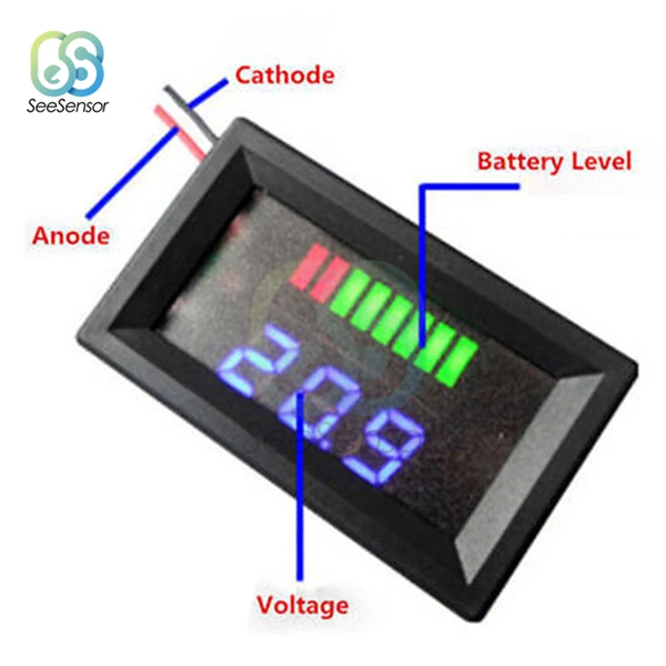 24V Blue 12 В 24 В кислотный свинцовый аккумулятор индикатор уровня заряда тестер батареи литиевая измеритель емкости аккумулятора светодиодный тестер Вольтметр двойной дисплей - Цвет: 24V Blue