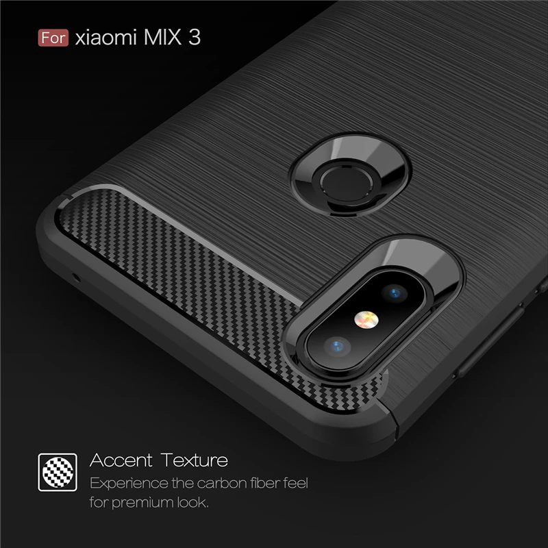 Carbon Fiber Phone Case For Xiaomi Mi Mix 3 6.39&quot Silicone Back Rubber Hybrid Cover Funda | Мобильные телефоны и